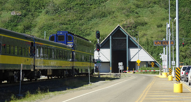 Train into tunnel