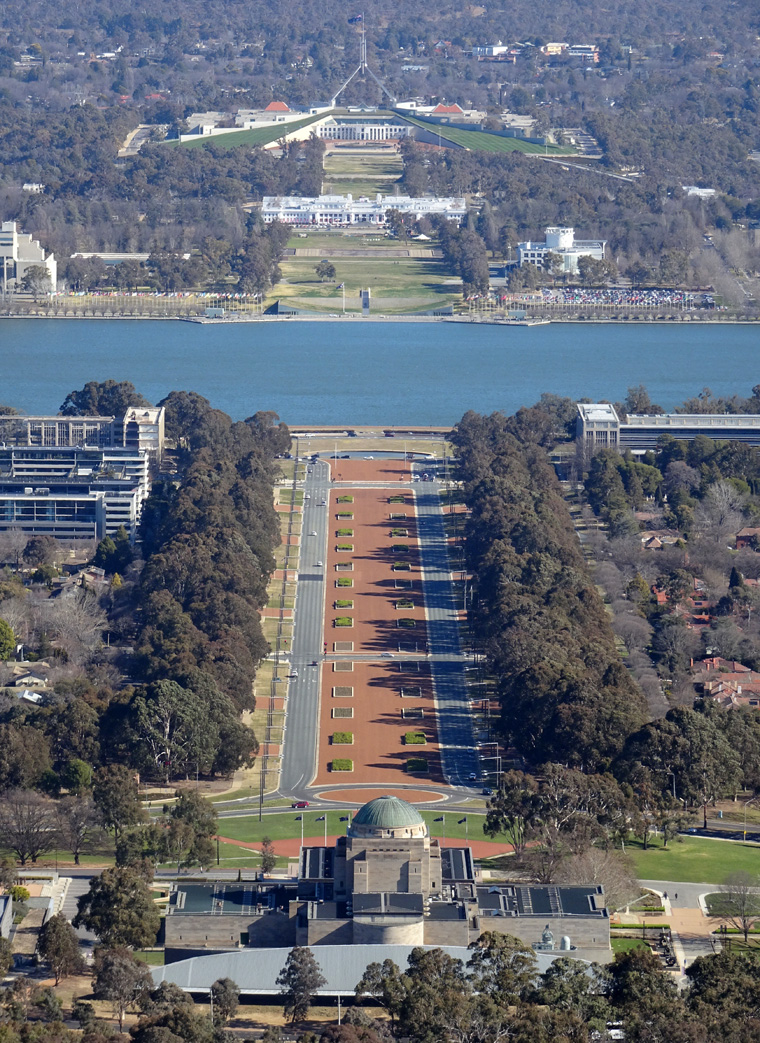 Canberra War Memorial and Parliament View