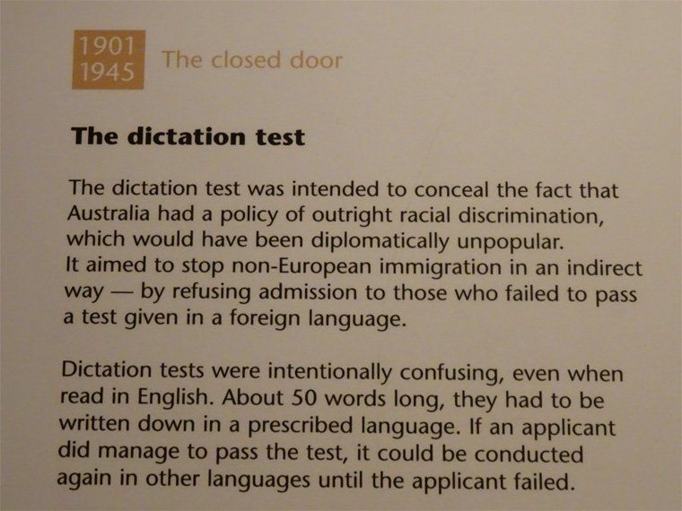 Immigration Museum Dictation Test